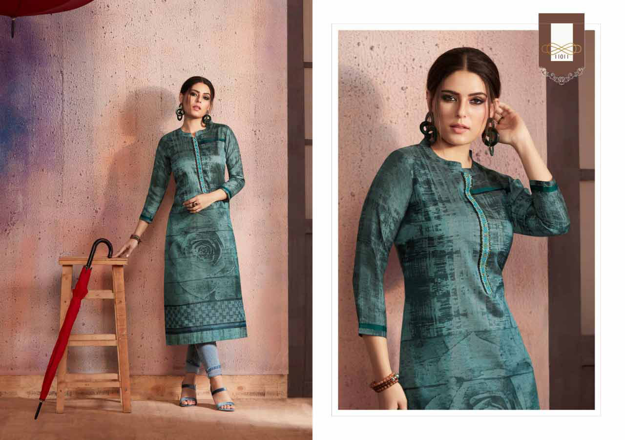 Kajree Dark Fantasy Vol-6 Rangoli Print Kurti Kajree Dark Fantasy Vol-6 Rangoli Print Kurti